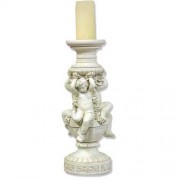 Cherubs Of Capri Candleholder - Lightweight Fiberglass Resin - Outdoor Statue