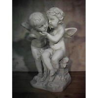 2 Cherubs Playing 21in. High - Fiberglass Resin - Outdoor Statue