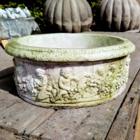 Cherubs At Play Pot Fiber Stone Indoor/Outdoor Garden Statue