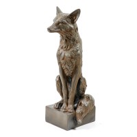 Alert Sitting Fox Fiberglass Resin Indoor/Outdoor Garden Statue