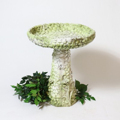 Stone And Flower Birdbath 22in. Fiberglass Resin In/Outdoor Statue -  - FS7808