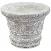 Urn W/Lions Circling 9in. Fiberglass Resin Indoor/Outdoor Garden / Patio