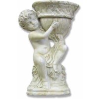 Right Facing French Cherub Urn 13in. Fiberglass Resin - Indoor/Outdoor Statue