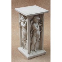 Della Robia Cherub Pedestal 24in. Fiberglass Resin Indoor/Outdoor Garden