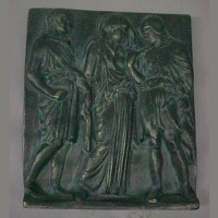 Orpheus, Eurydice / Hermes 9x8in. Fiberglass Resin Plaque Sculpture