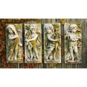 Little Boy Season Plaques Set Fiber Stone Indoor/Outdoor Garden Statue Little Boy Season Plaques Set Fiber Stone Indoor/Outdoor Garden Statue