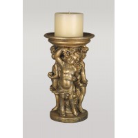 Verona Cherub Candle Holder 12in. Lightweight Fiberglass Resin Indoor/Outdoor