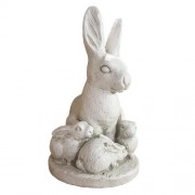 Rabbit and Bunnies Fiberglass Resin Indoor/Outdoor Garden Statue