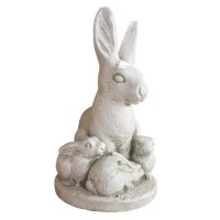 Rabbit and Bunnies Fiberglass Resin Indoor/Outdoor Garden Statue