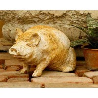 Wilber Pig 8in. Fiberglass Resin Indoor/Outdoor Garden