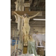 Calvary Jesus on Cross w/ Mary Lightweight Fiberglass Resin Indoor/Outdoor Church Statuary