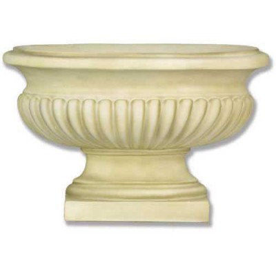 Oval Flute Vase 9in. Fiber Stone Resin Indoor/Outdoor Statuary -  - FS7419