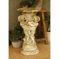 Putti & Fan Urn 20 Fiberglass Resin Indoor/Outdoor Garden Statue