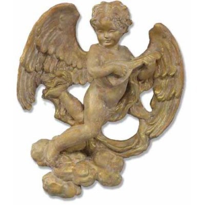 Sanctuary Cherub - Lute Player - Fiberglass - Outdoor Statue -  - HF69091