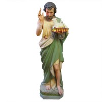Saint John The Baptist w/Sheep On Book - Lightweight Fiberglass Resin - Statue Saint John The Baptist w/Sheep On Book - Lightweight Fiberglass Resin - Statue