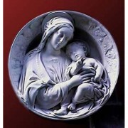 Madonna And Child Round Plaque Lightweight Fiberglass Resin Indoor/Outdoor