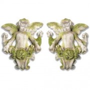 Angel Gliding Set Left-Right Fiberglass Resin Indoor/Outdoor Garden