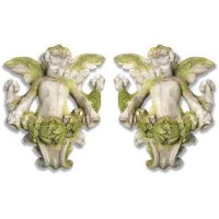 Angel Gliding Set Left-Right Fiberglass Resin Indoor/Outdoor Garden