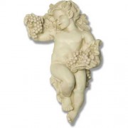 Grape Cherub Wall Right Facing 14" Fiberglass Resin Indoor/Outdoor Garden