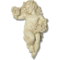 Grape Cherub Wall Right Facing 14" Fiberglass Resin Indoor/Outdoor Garden