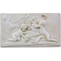 Cherubs Of Springtime Plaque - Lightweight Fiberglass Resin Indoor/Outdoor Garden