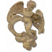 Sanctuary Cherub - Horn Player - Fiberglass Resin - Outdoor Statue