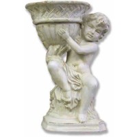 Left Facing French Cherub Flowerpot Urn 13 Inch Fiberglass Resin - Indoor/Outdoor Statue