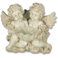 Cherub Holding Leaf Bowl Fiberglass Resin Indoor/Outdoor Garden Statue