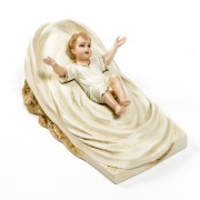 Baby Jesus In Manger 9" - Lightweight Fiberglass Resin Indoor/Outdoor Church Statuary
