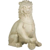Oriental Foo Dog for Frontdoor / Porch Steps w/Right Paw Up 35in. High - Fiberglass Resin - Statue