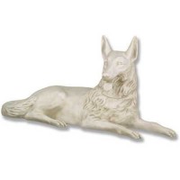 German Shepherd Laying Down Tongue Out Fiberglass Resin Indoor/Outdoor Garden/Porch Statue