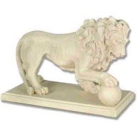 Kaplan Lion On Ball-Right Fiberglass Resin Indoor/Outdoor Garden