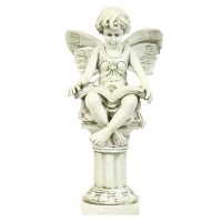Reading Fairy 20in. - Fiberglass Resin - Indoor/Outdoor Garden Statue