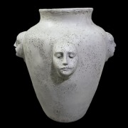 Four Face Pot 21in. High - Fiberglass Resin - Indoor/Outdoor