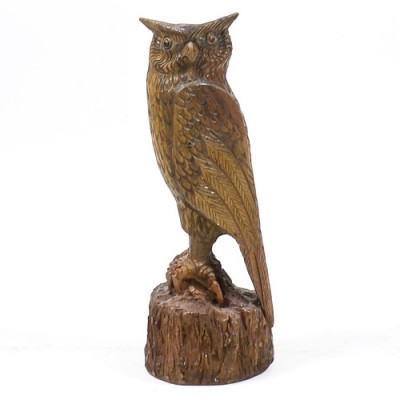 Owl Carved 18in. - Fiber Stone Resin - Indoor/Outdoor Garden Statue -  - FS8157