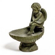 Meditating Birdbath 17in. - Fiberglass Resin - Indoor/Outdoor Statue