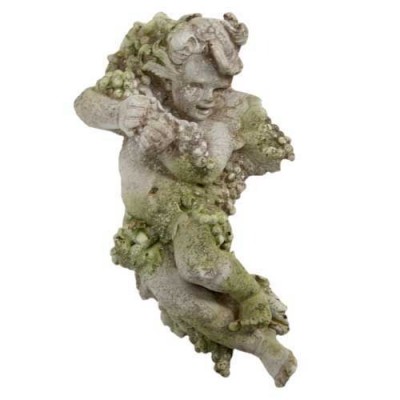 Grape Cherub Wall L 14" Fiberglass Indoor/Outdoor Garden -  - F496A