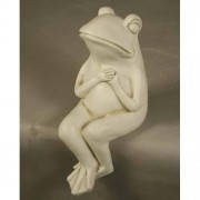 Sitting Crossed Legged Drama Frog 8in. - Fiberglass Resin - Indoor/Outdoor Statue/Sculpture