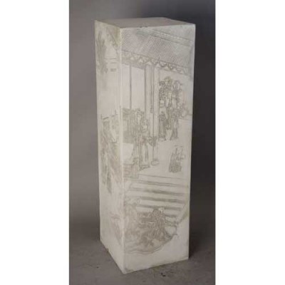 Oriental Rectangle Pedestal 40in. Fiberglass In/Outdoor Statue -  - F7339