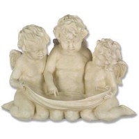 Three Cherub Birdfeeder Fiberglass Resin Indoor/Outdoor Garden Statue