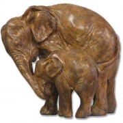 Elephant & Calf 12in. - Fiberglass Resin - Indoor/Outdoor Statue