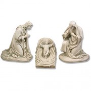 Mary, Joseph & Baby In Manger - Lightweight Fiberglass Resin - Outdoor Statue