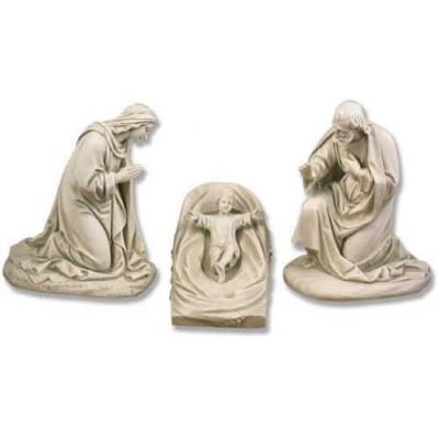 Mary, Joseph & Baby In Manger - Fiberglass - Outdoor Statue -  - F7161