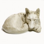 Curled up Shepherd Dog for Frontdoor / Porch Steps Fiberglass Resin Indoor/Outdoor Garden