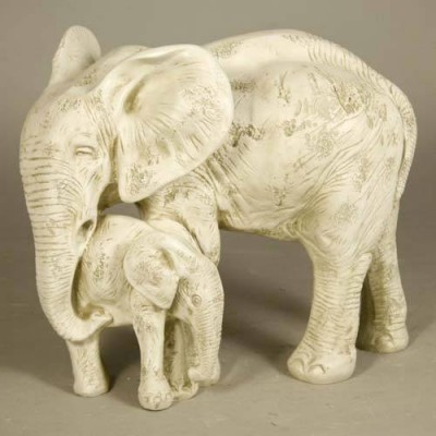 Bull Elephant & Calf 15in. - Fiberglass - Outdoor Statue - - F8156 Bull Elephant & Calf 15in. - Fiberglass - Outdoor Statue - - F8156