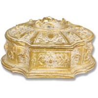 Jewelry Case 6.0w 7.0d 4.0in. H, Fiberglass Resin Golden Highlights