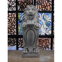 Lion De France With Shield 28in. - Fiberglass Resin - Outdoor Statue