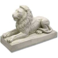 Sentinel Lion 32in. Wide - Fiberglass Resin - Indoor/Outdoor Statue