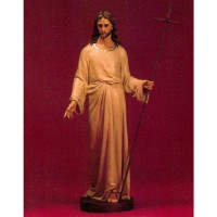 RESURRECTION CHRIST NO / FLAG 39" Lightweight Fiberglass Resin Indoor/Outdoor Church Statuary