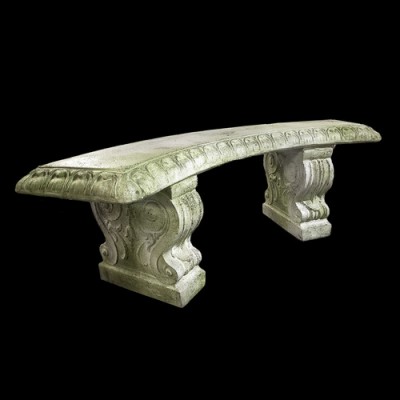 Curved Fiber Stone Outdoor Bench 18in. Fiber Stone Outdoor Statue -  - FS7566